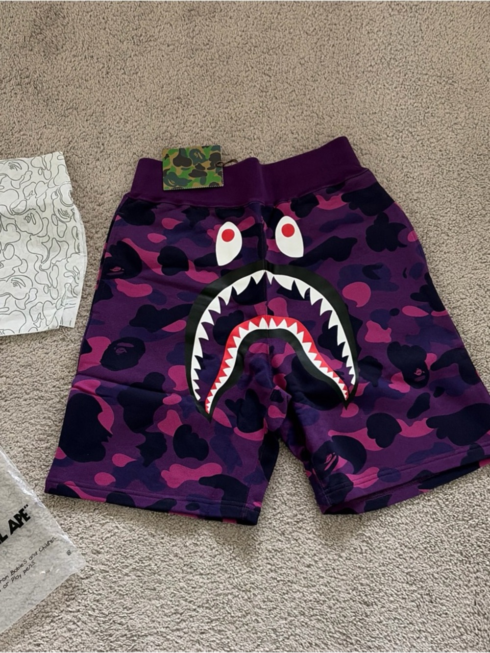 A Bathing Ape (Bape) - ABC Camouflage Sweat Shorts - Purple - Size Medium